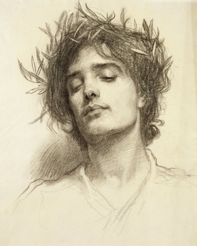 Figur med laurbærkrans av Herbert James Draper