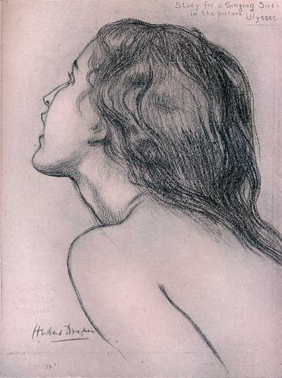 Studie for en syngende sirene, c1909 av Herbert James Draper