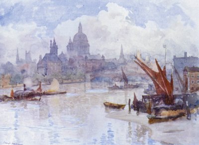 Blackfriars Reach (farge litho) av Herbert Menzies (after) Marshall