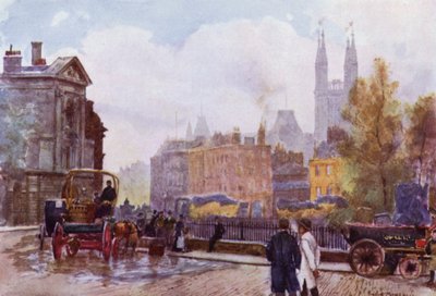 St Bartholomews plass (farge litho) av Herbert Menzies (after) Marshall