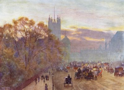 The Approach to Westminster (farge litho) av Herbert Menzies (after) Marshall