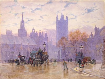 Morning in Parliament Square, 1889 (wc på papir) (par 26735) av Herbert Menzies Marshall