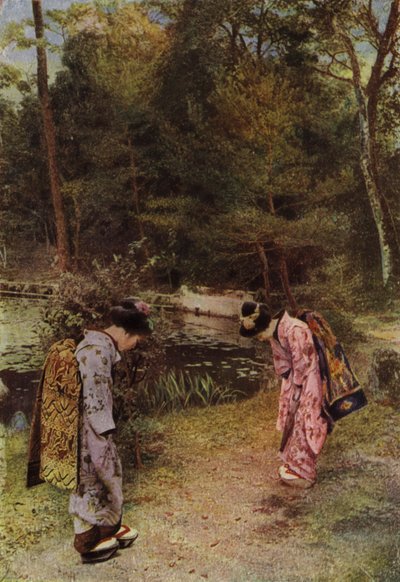 Hilsen i den gamle hagen på Kinkakuji (bilde) av Herbert Ponting