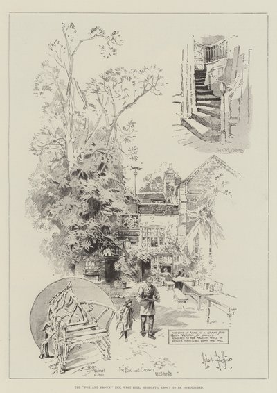 The Fox and Crown Inn, West Hill, Highgate, i ferd med å bli revet av Herbert Railton