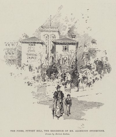 The Pines, Putney Hill, boligen til Mr Algernon Swinburne av Herbert Railton