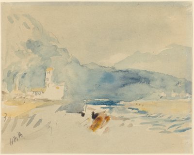 Et landskap med fjell og en bekk av Hercules Brabazon Brabazon