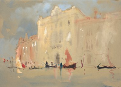 Gondoler foran et palass på Canal Grande i Venezia. av Hercules Brabazon Brabazon