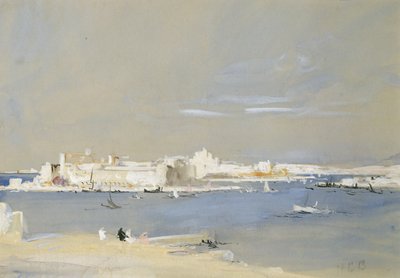 The Harbour, Valletta, Malta (wc og kroppsfarge på tonet papir) av Hercules Brabazon Brabazon