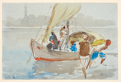 Utsikt over Kairo () (tidligere #39;Utsikt over Venezia#39;), ca. 1860-97 (akvarell på lyseblått vevd papir, lagt ned) av Hercules Brabazon Brabazon