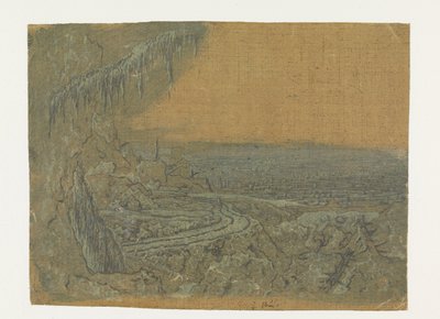 Fjernsyn med en vei og mosede grener av Hercules Segers