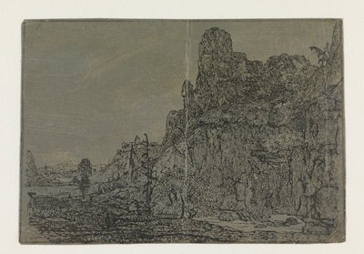 Landskap med en bratt klippe, liten versjon Landskap med en bratt klippe og en bekk: liten versjon av Hercules Segers