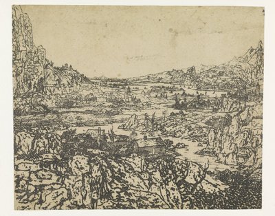 Fjelldal med en svingete elv av Hercules Segers
