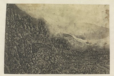 Steinete landskap med en vei og en elv av Hercules Segers