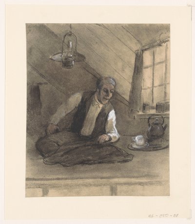 Skredder på jobb på et loftsrom av Herman Heijenbrock (possibly)