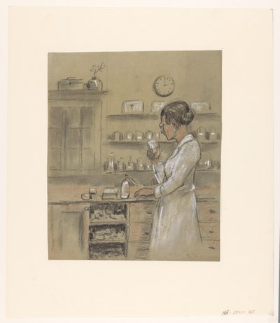 Kvinne i laboratoriet av Herman Heijenbrock (possibly)