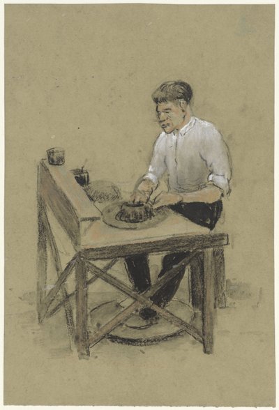 Potter ved platespilleren hans av Herman Heijenbrock