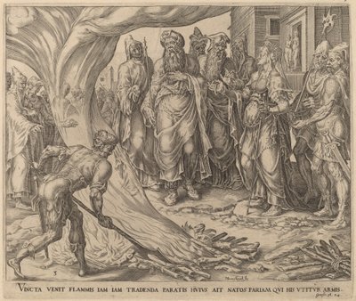Tamar hentet til henrettelse av Herman Jansz Muller after Maerten van Heemskerck