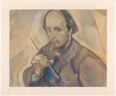 Selvportrett med pensel av Herman Kruyder (signed by artist)