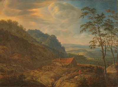 Fjelllandskap med gård av Herman Saftleven