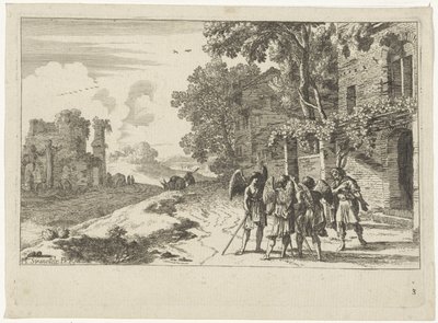 Abraham tar imot de tre englene Det gamle testamente skildringer (serietittel) av Herman van Swanevelt