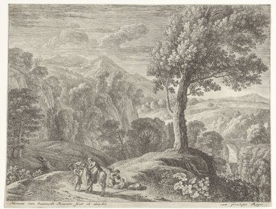 Joseph hjelper Mary av eselflukten til Egypt (serietittel) av Herman van Swanevelt