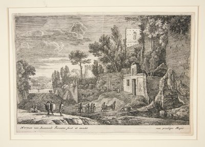 Landskap med et sykehus, fra serien Twelve Landscapes av Herman van Swanevelt