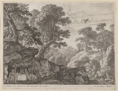 Saint Paul og Saint Anthony ved inngangen til hulen av Herman van Swanevelt