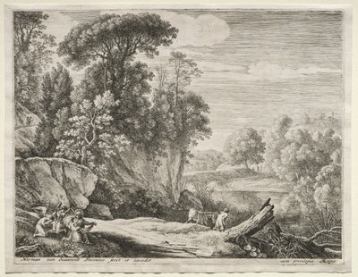 The Flight into Egypt: The Donkey Led to the River. av Herman van Swanevelt