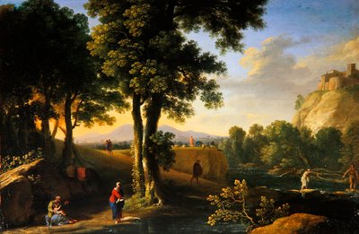 The Holy Family in a Landscape, ca. 1640 (olje på lerret) av Herman van Swanevelt