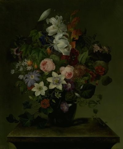 Blomsterbukett med sir og eføy av Hermania Neergaard