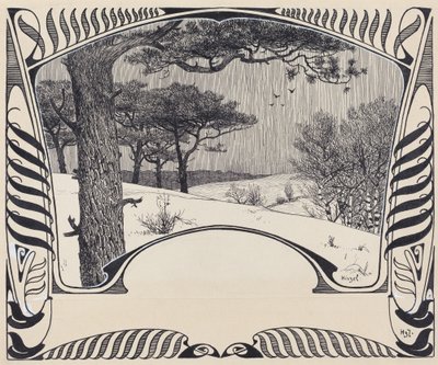 Et vinterlandskap innenfor en Jugendstil-grense av Hermann Hirzel