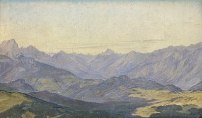 Mountain Valley i Oberbayern, 1829 (olje på papir) av Hermann Kauffmann