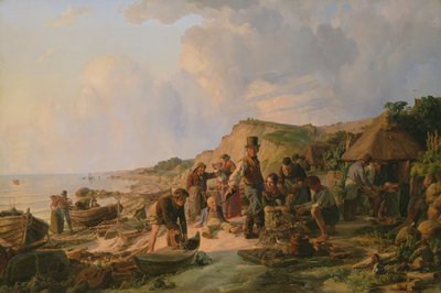 Fiskerens hjemkomst ved Probsteier, 1837 av Hermann Kauffmann