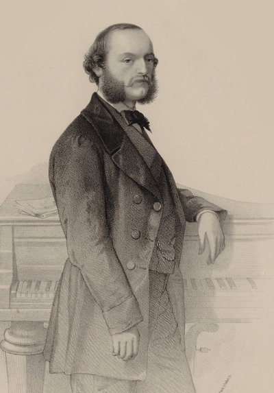 Portrett av pianisten og komponisten Désiré Magnus 1828-1884. av Hermann Raunheim