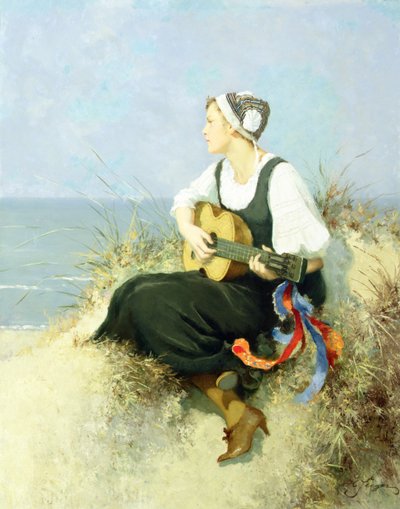 On the Beach (olje på lerret) av Hermann Seeger