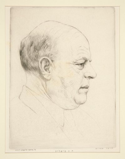 H. N. Bialik (portrett av hodet i profil) av Hermann Struck