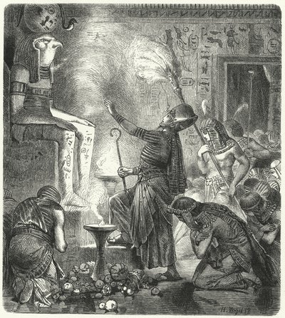 En ung egyptisk farao i et tempel av Hermann Vogel