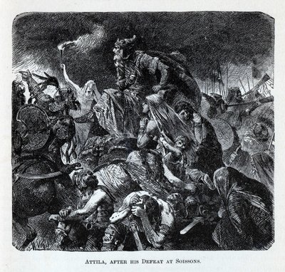 Attila etter hans nederlag ved Soissons, 1882 av Hermann Vogel
