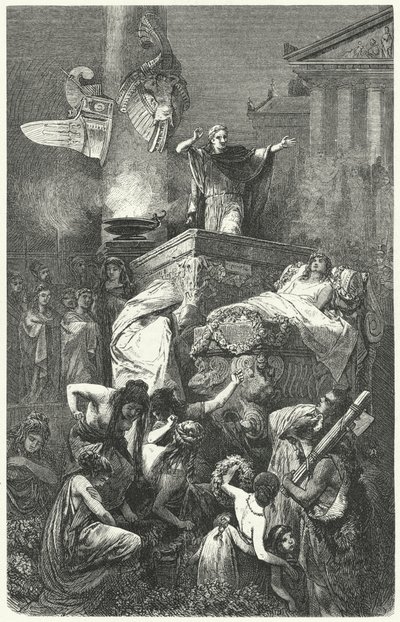 Augustus holdt tale ved begravelsen til nevøen Marcellus, 23 f.Kr av Hermann Vogel