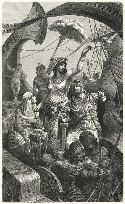 Cleopatra under slaget ved Actium, 31 f.Kr av Hermann Vogel