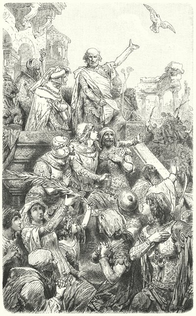 Cola di Rienzo gir Romas folk en ny grunnlov, 1347 av Hermann Vogel