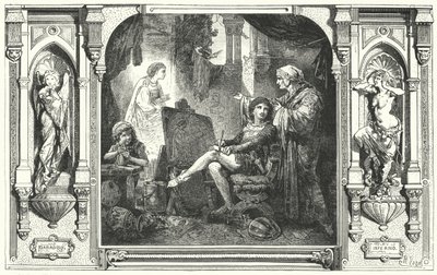 Dante Alighieri i studioet til Giotto, 1300-tallet av Hermann Vogel