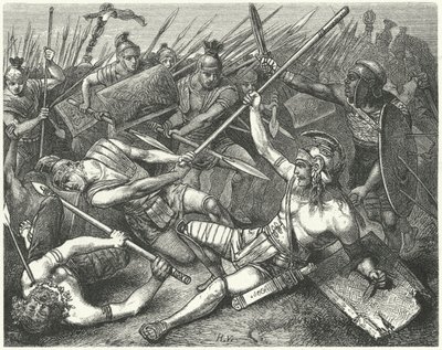 Spartacus død, 71 f.Kr av Hermann Vogel