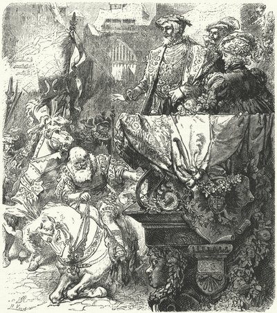 Hertug Ulrich av Wuttemberg ydmyker seg for den hellige romerske keiser Charles V, 1548 av Hermann Vogel