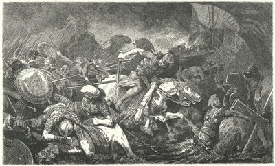 Persernes flukt etter slaget ved Marathon, 490 f.Kr av Hermann Vogel