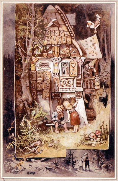 Hans og Grete, fortelling av Grimm - illustrasjon av Hermann Vogel av Hermann Vogel