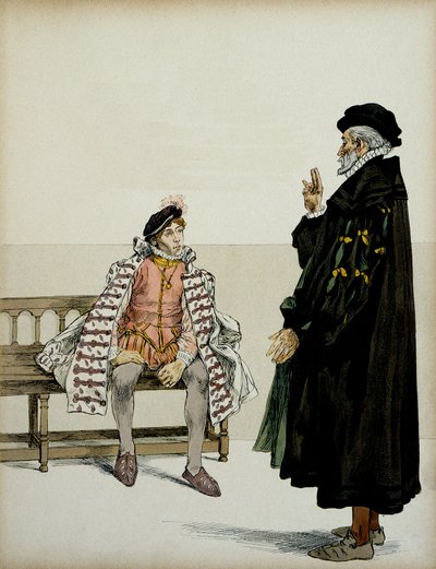 Henri IV (1553-1610) før sin professor La Gaucherie. Illustrasjon av Hermann Vogel (1856-1918) i "" Henri IV"" av Hermann Vogel