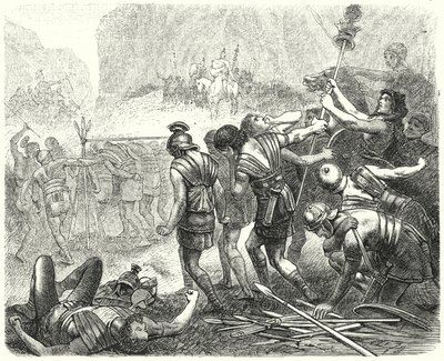 Ydmykelse av den romerske hæren av samnittene ved Caudine Forks, 321 f.Kr. av Hermann Vogel