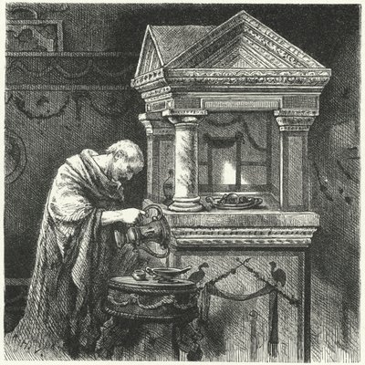 Gir ofringer i et tempel i det gamle Roma av Hermann Vogel