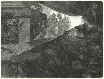 Mithridates VI av Pontus forsøker å begå selvmord ved å ta gift, 63 f.Kr av Hermann Vogel